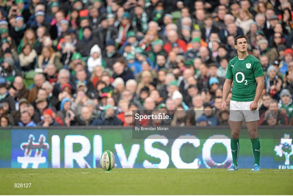 2 February 2014; Ireland's Jonathan Sexton prepares to kick a penalty against Scotland. RBS Six Nations Rugby Championship, Ireland v Scotland, Aviva Stadium, Lansdowne Road, Dublin. Picture credit: Brendan Moran / SPORTSFILE