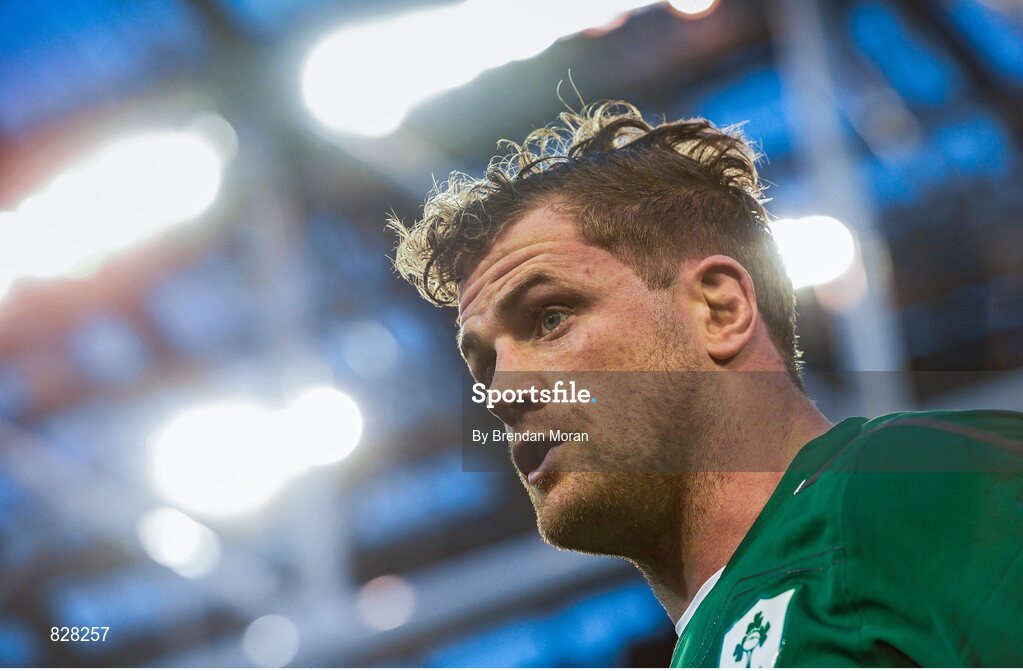 2 February 2014; Ireland captain Jamie Heaslip after the match. RBS Six Nations Rugby Championship, Ireland v Scotland, Aviva Stadium, Lansdowne Road, Dublin. Picture credit: Brendan Moran / SPORTSFILE