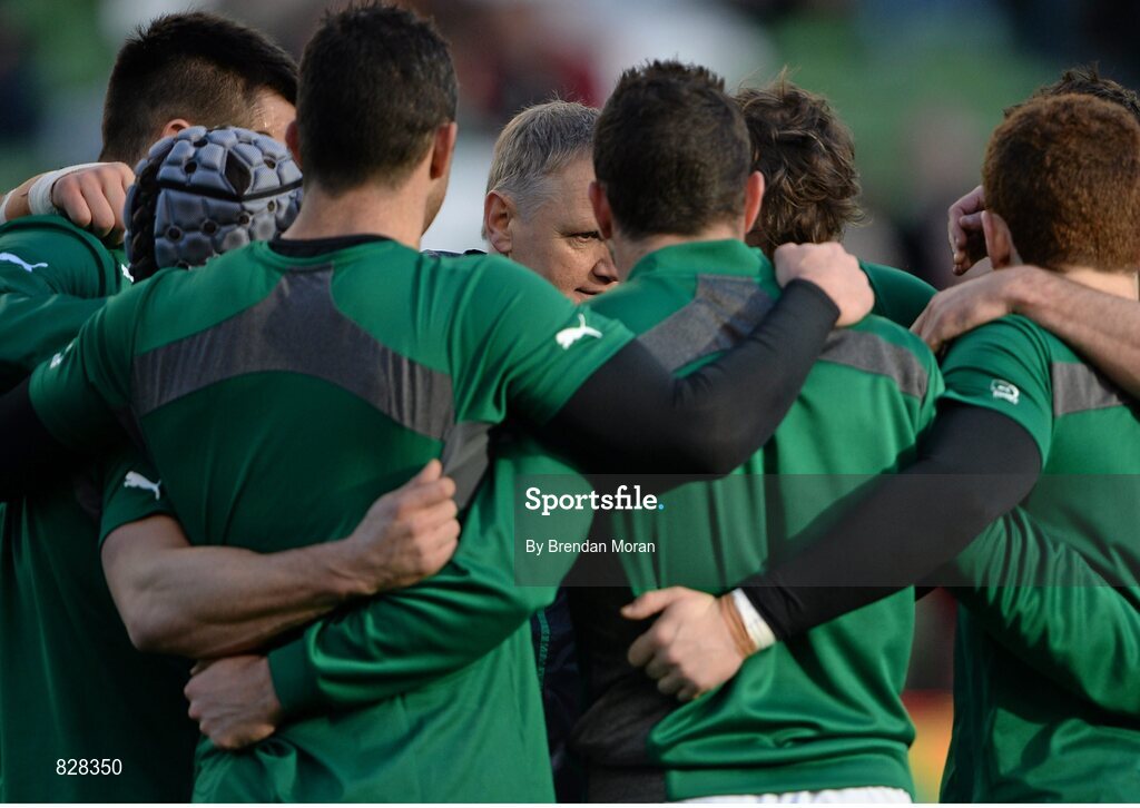 2 February 2014; Ireland head coach Joe Schmidt during the team talk before the game. RBS Six Nations Rugby Championship, Ireland v Scotland, Aviva Stadium, Lansdowne Road, Dublin. Picture credit: Brendan Moran / SPORTSFILE