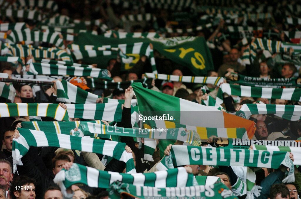 28 May 2005; Glasgow Celtic supporters during the game. Scottish Cup Final, Glasgow Celtic v Dundee United, Hampden Park, Glasgow, Scotland. Picture credit; David Maher / SPORTSFILE