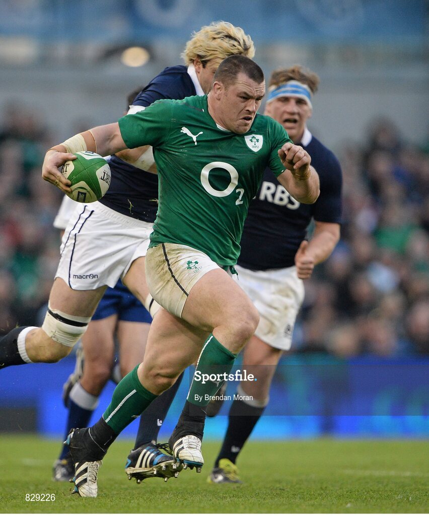 2 February 2014; Cian Healy, Ireland, on the attack against Scotland. RBS Six Nations Rugby Championship, Ireland v Scotland, Aviva Stadium, Lansdowne Road, Dublin. Picture credit: Brendan Moran / SPORTSFILE