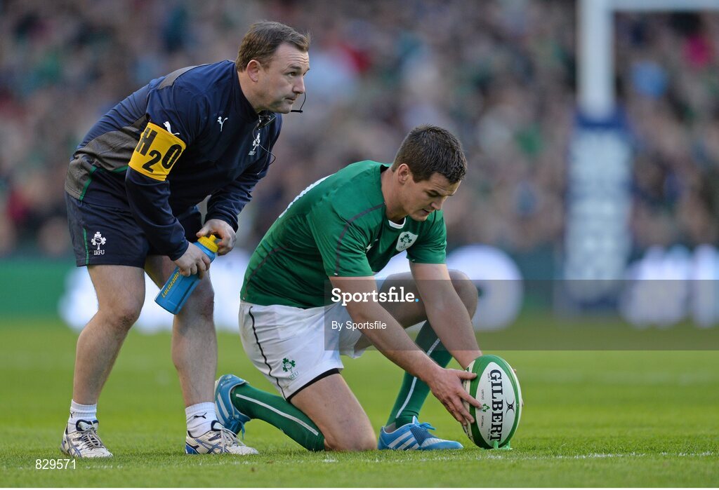 2 February 2014; Ireland's Jonathan Sexton and kicking coach Richie Murphy. RBS Six Nations Rugby Championship, Ireland v Scotland, Aviva Stadium, Lansdowne Road, Dublin. Photo by Sportsfile