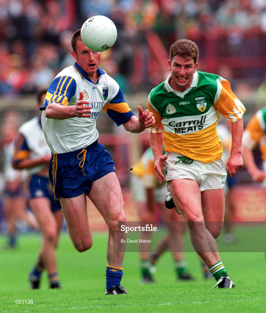 15 June 1997; Keith Byrne of Wicklow in action against Tom Coffey of Offaly during the Leinster GAA Senior Football Championship Quarter-Final match between Offaly and Wicklow at Croke Park in Dublin. Photo by David Maher/Sportsfile