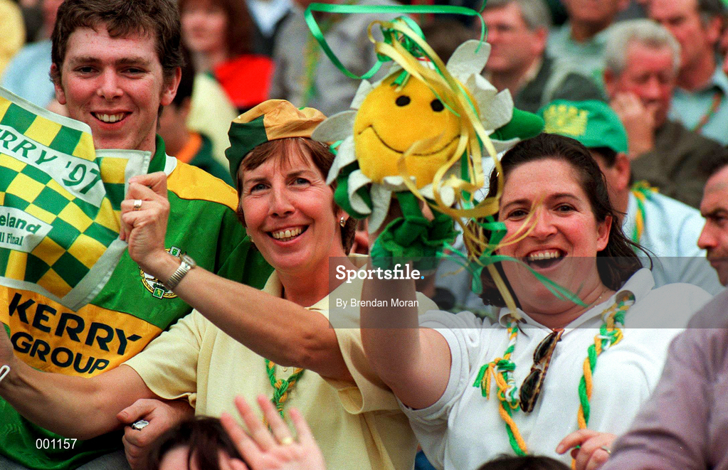 28 September 1997; Kerry fans during the GAA Football All-Ireland Senior Championship Final match between Kerry and Mayo at Croke Park in Dublin. Photo by Brendan Moran/Sportsfile