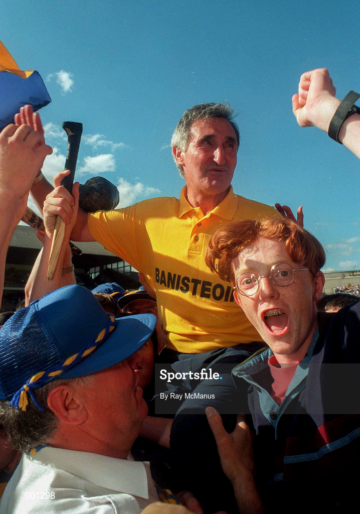 17 August 1997; Tipperary manager Len Gaynor celebrates following the GAA All-Ireland Senior Hurling Championship Semi-Final match between Tipperary and Wexford at Croke Park in Dublin. Photo by Ray McManus/Sportsfile