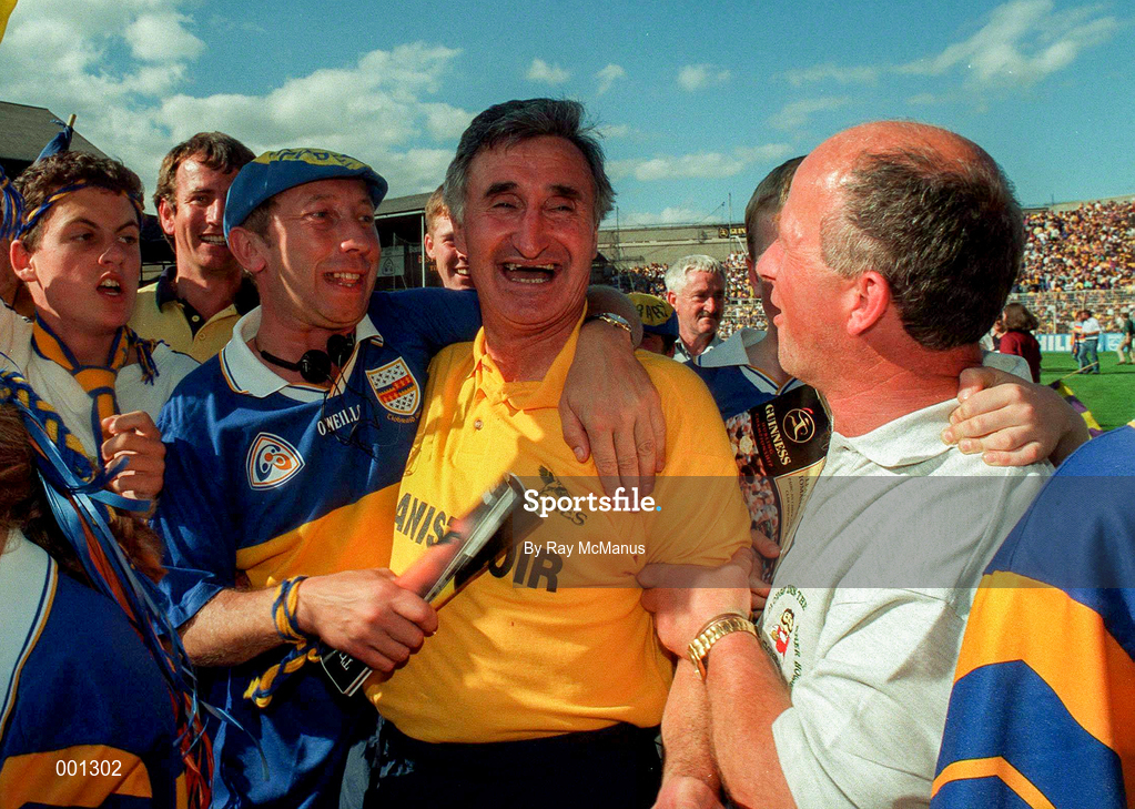 17 August 1997; Tipperary manager Len Gaynor is congratulated by fans following the GAA All-Ireland Senior Hurling Championship Semi-Final match between Tipperary and Wexford at Croke Park in Dublin. Photo by Ray McManus/Sportsfile