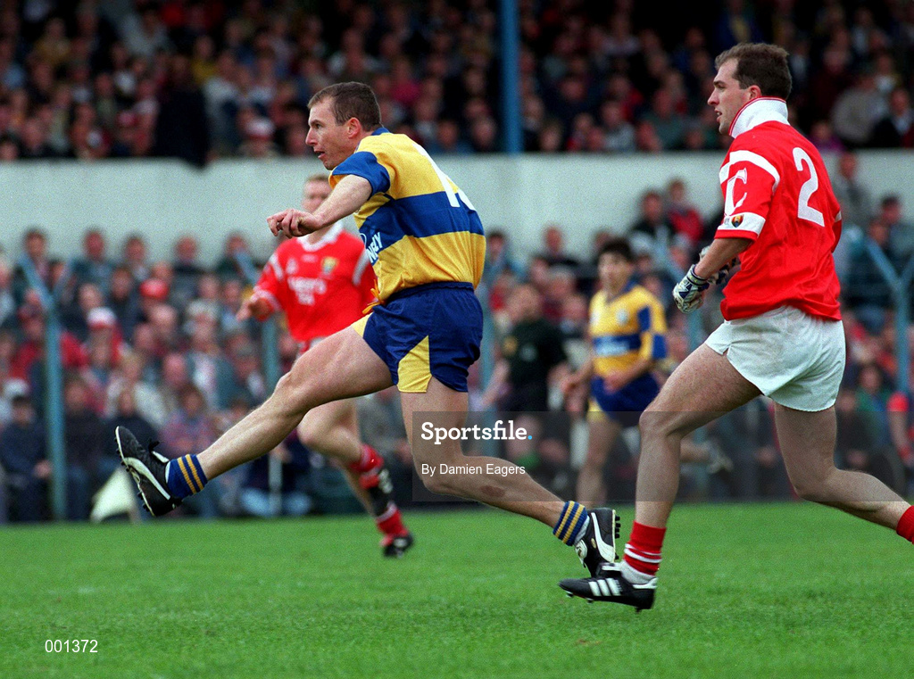 22 June 1997; Martin Daly of Clare in action against Barry Murphy of Cork during the GAA Munster Senior Football Championship Semi-Final match between Clare and Cork at Cusack Park in Ennis, Co Clare. Photo by Damien Eagers/Sportsfile
