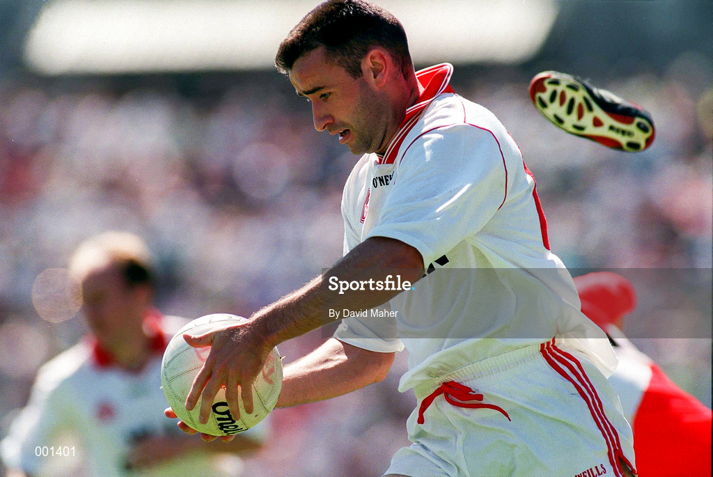 29 June 1997; Matt McGleenan of Tyrone during the Ulster GAA Football Senior Championship Semi-Final match between Tyrone and Derry at St. Tiernach's Park in Clones, Monaghan. Photo by David Maher/Sportsfile