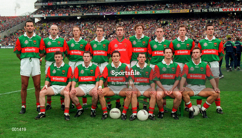 28 September 1997; The Mayo team prior to the GAA Football All-Ireland Senior Championship Final match between Kerry and Mayo at Croke Park in Dublin. Photo by Brendan Moran/Sportsfile
