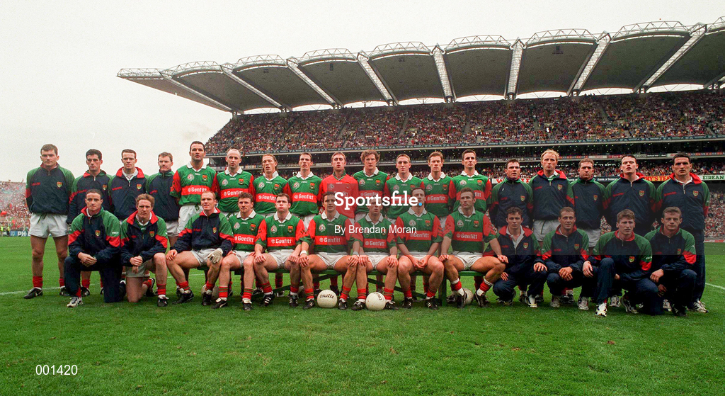 28 September 1997; The Mayo team prior to the GAA Football All-Ireland Senior Championship Final match between Kerry and Mayo at Croke Park in Dublin. Photo by Brendan Moran/Sportsfile