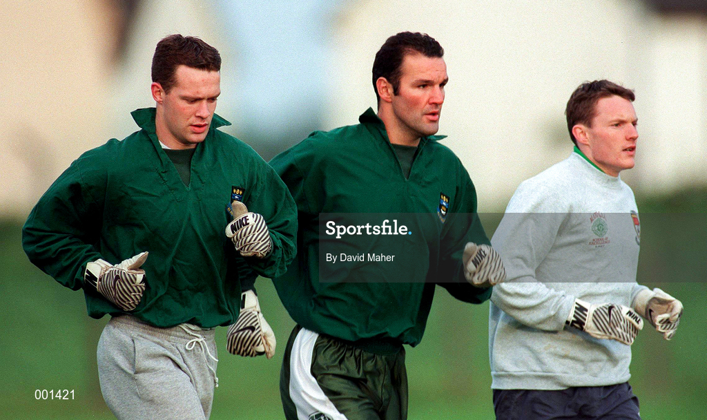 16 September 1997; Mayo players, from left, David Brady, Liam McHale and Diarmuid Byrne during a GAA Football Mayo Training Session at Fr. O'Hara Memorial Park in Charlestown, Mayo. Photo by David Maher/Sportsfile