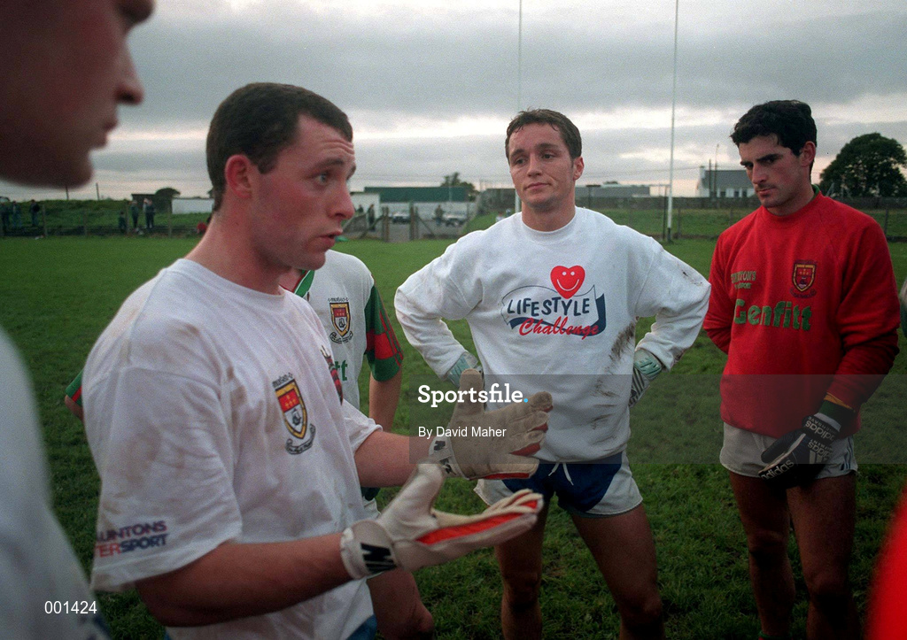 16 September 1997; Kenneth Mortimer makes a point during the GAA Football Mayo Training Session at Fr. O'Hara Memorial Park in Charlestown, Co Mayo. Photo by David Maher/Sportsfile