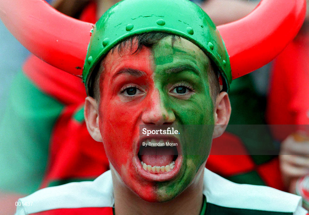 28 September 1997; A Mayo fan during the GAA Football All-Ireland Senior Championship Final match between Kerry and Mayo at Croke Park in Dublin. Photo by Brendan Moran/Sportsfile