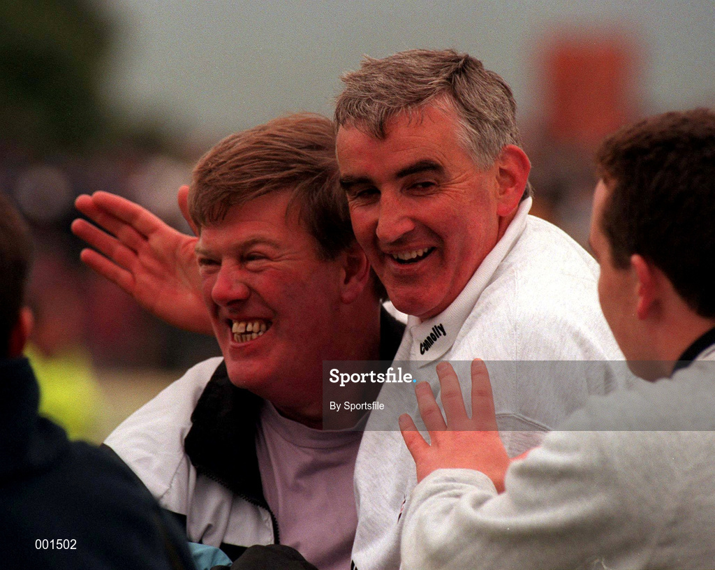 22 June 1997; Sligo manager Mickey Moran, right, is congratulated by fans following the Bank of Ireland Connacht Senior Football Championship Semi-Final match between Sligo and Roscommon at Markievicz Park in Sligo. Photo by Sportsfile