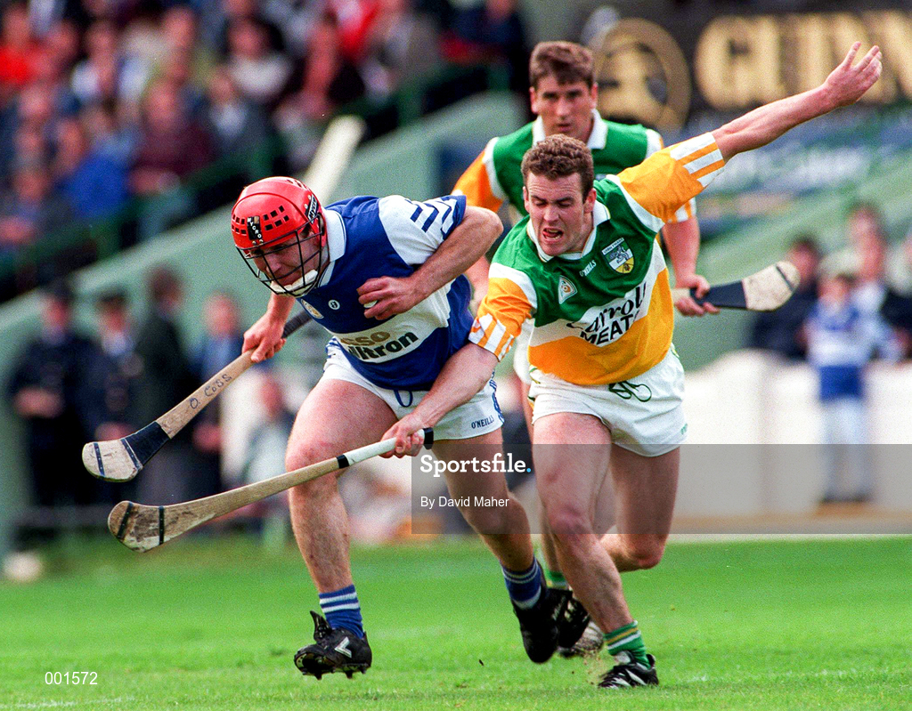 8 June 1997; Owen Coss of Laois in action against Kevin Martin of Offaly during the GAA Leinster Senior Hurling Championship Quarter-Final match between Offaly and Laois at Croke Park in Dublin. Photo by David Maher/Sportsfile