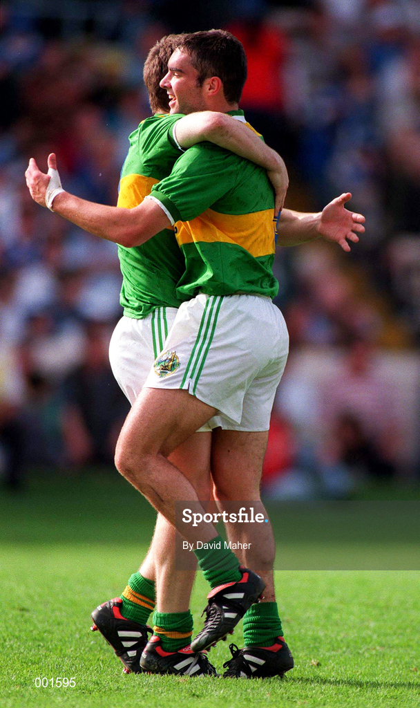 24 August 1997; Morgan and Barry O'Shea of Kerry celebrate following the GAA Football All-Ireland Senior Championship Semi-Final match between Cavan and Kerry at Croke Park in Dublin. Photo by David Maher/Sportsfile