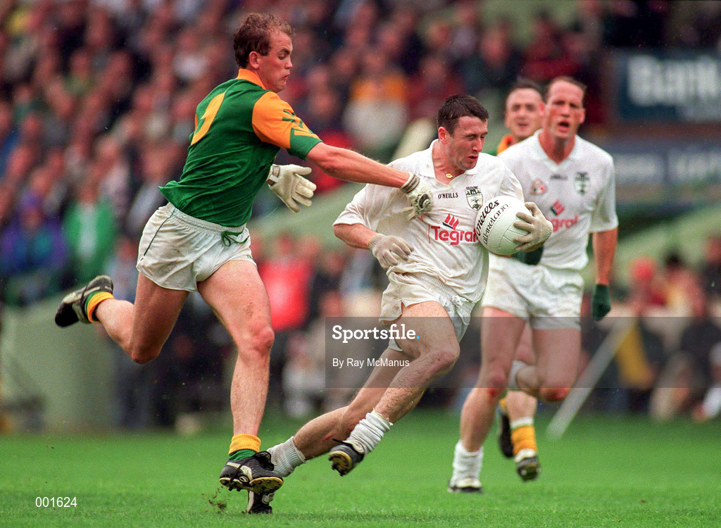 3 August 1997; Niall Buckley of Kildare in action against John McDermott of Meath during the Leinster GAA Senior Football Championship Semi-Final Second Replay match between Kildare and Meath at Croke Park in Dublin. Photo by Ray McManus/Sportsfile