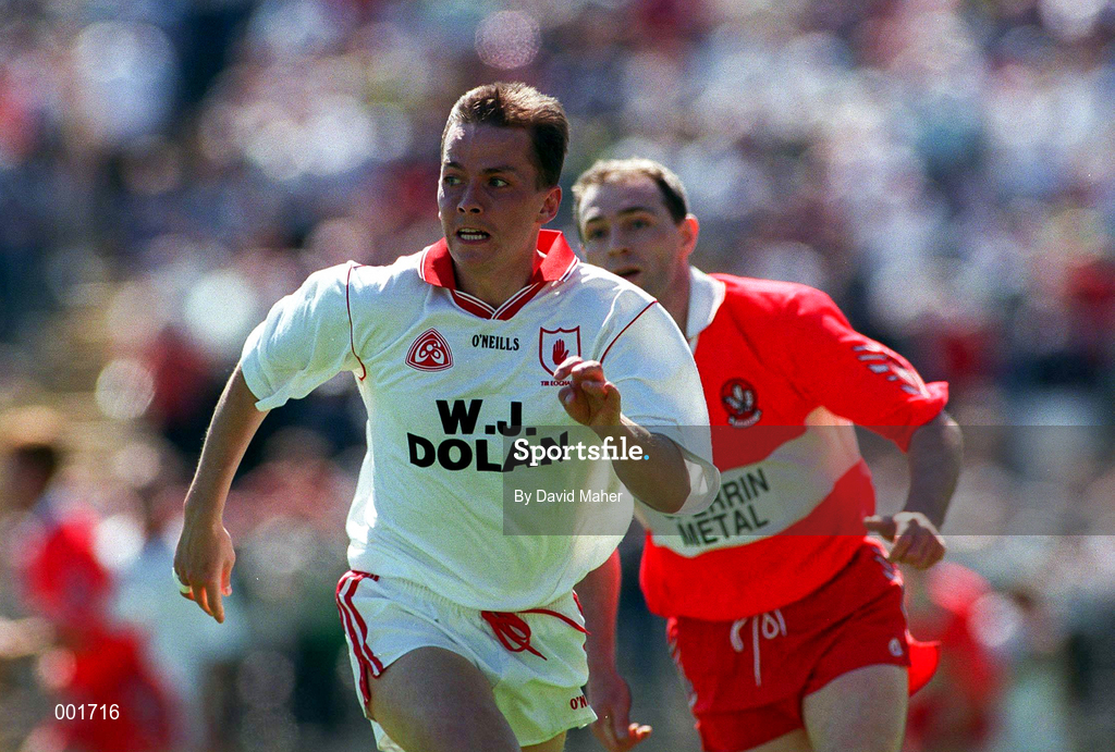 29 June 1997; Pascal Canavan of Tyrone during the Ulster GAA Football Senior Championship Semi-Final match between Tyrone and Derry at St. Tiernach's Park in Clones, Monaghan. Photo by David Maher/Sportsfile