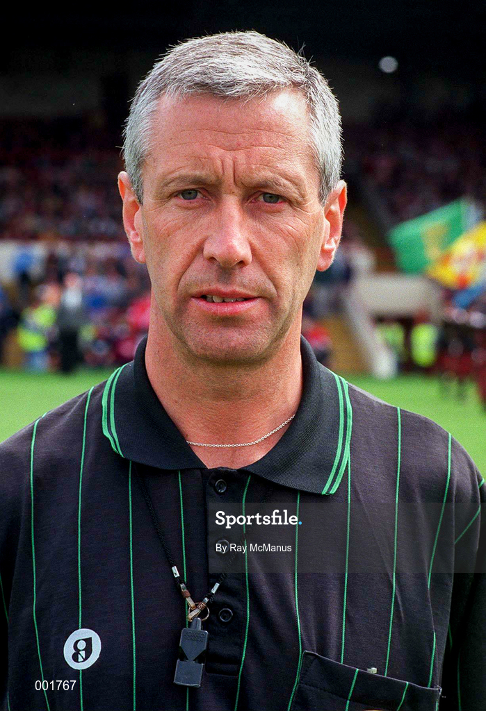 8 June 1997; Referee Pat O'Connor prior to the GAA Munster Senior Hurling Championship Semi-Final match between Clare and Cork at Gaelic Grounds in Limerick. Photo by Ray McManus/Sportsfile