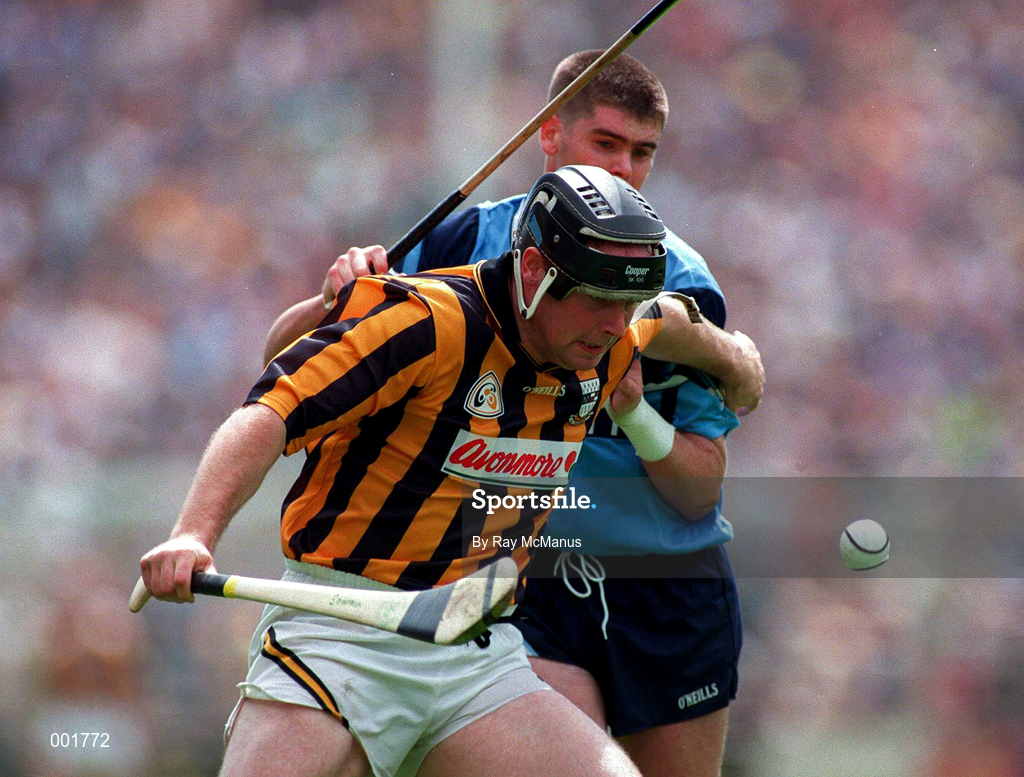 22 June 1997; Pat O'Neill of Kilkenny in action agaist Colin Fetherson of Dublin during the GAA Leinster Senior Hurling Championship Semi-Final match between Kilkenny and Dublin at Croke Park in Dublin. Photo by Ray McManus/Sportsfile