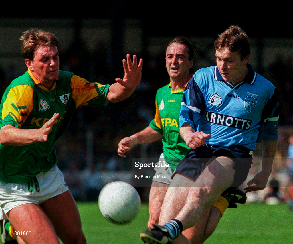 15 June 1997; Peter Ward of Dublin in action against Darren Fay of Meath during the Leinster GAA Senior Football Championship Quarter-Final match between Offaly and Wicklow at Croke Park in Dublin. Photo by Brendan Moran/Sportsfile