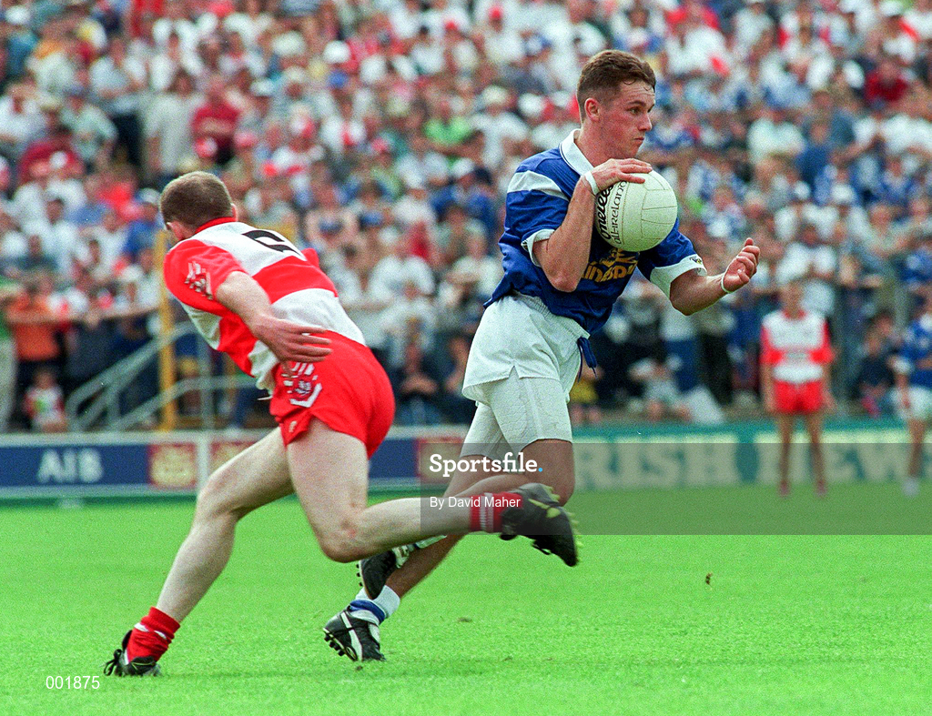 20 July 1997; Ray Cunningham of Cavan in action against Henry Downey of Derry during the Ulster GAA Football Senior Championship Final match between Cavan and Derry at St. Tiernach's Park in Clones, Monaghan. Photo by David Maher/Sportsfile