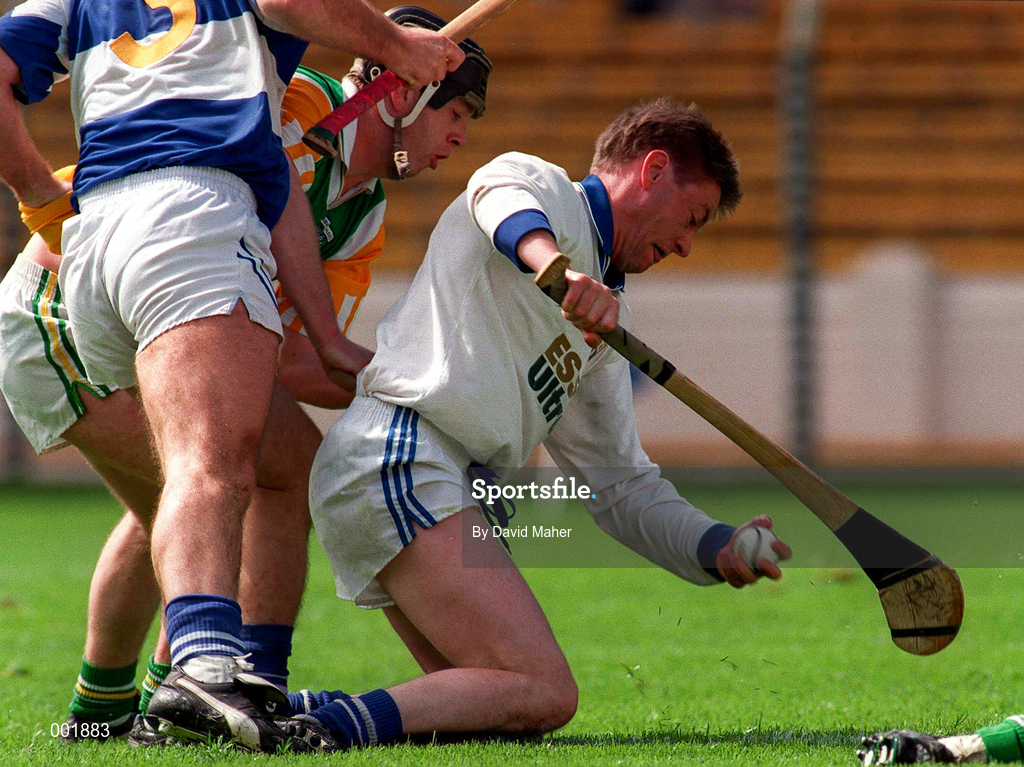 8 June 1997; Ricky Cashin of Laois in action against Kevin Martin of Offaly during the GAA Leinster Senior Hurling Championship Quarter-Final match between Offaly and Laois at Croke Park in Dublin. Photo by David Maher/Sportsfile