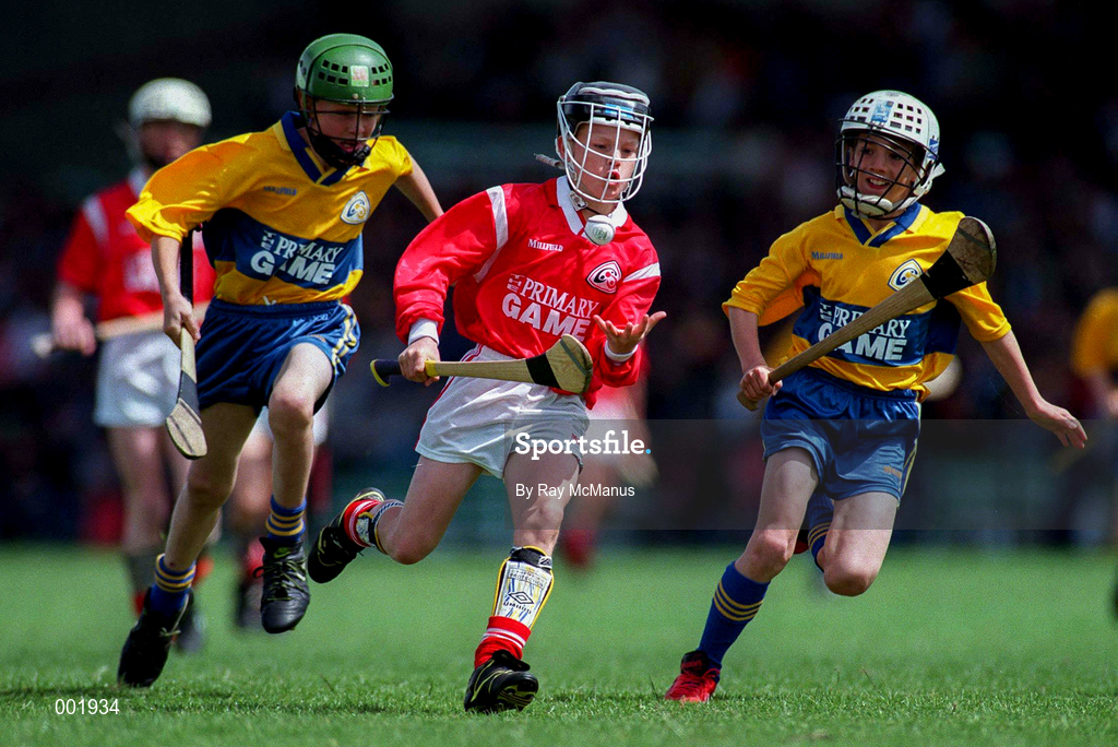 8 June 1997; Schoolboys Hurling prior to the GAA Munster Senior Football Championship Semi-Final match between Clare and Cork at Gaelic Grounds in Limerick. Photo by Ray McManus/Sportsfile