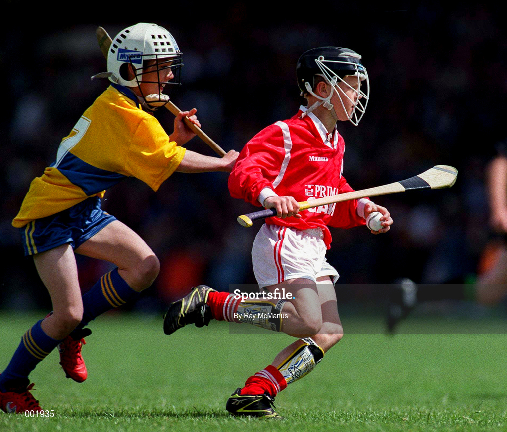 8 June 1997; Schoolboys Hurling prior to the GAA Munster Senior Football Championship Semi-Final match between Clare and Cork at Gaelic Grounds in Limerick. Photo by Ray McManus/Sportsfile