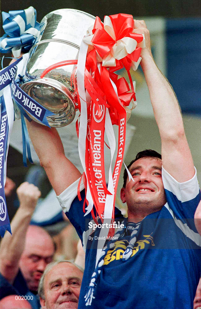 20 July 1997; Stephen King of Cavan lifts the cup following the Ulster GAA Football Senior Championship Final match between Cavan and Derry at St. Tiernach's Park in Clones, Monaghan. Photo by David Maher/Sportsfile