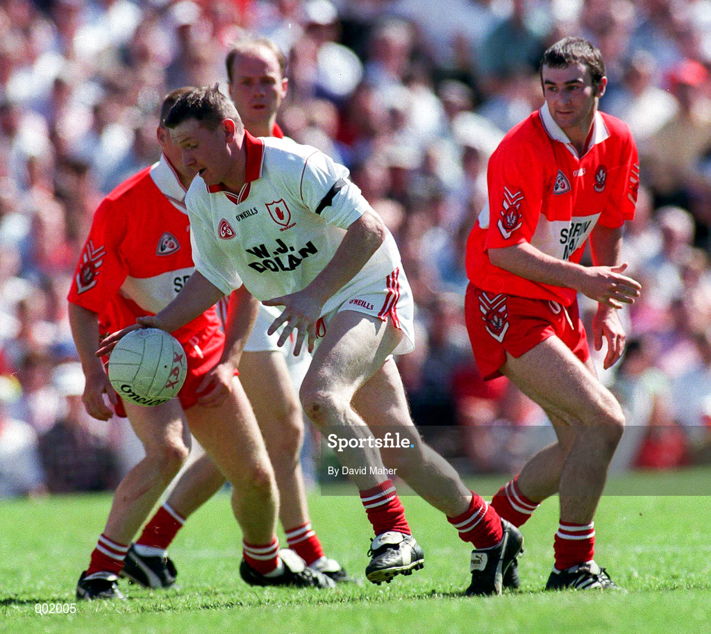 29 June 1997; Stephen Lawn of Tyrone during the Ulster GAA Football Senior Championship Semi-Final match between Tyrone and Derry at St. Tiernach's Park in Clones, Monaghan. Photo by David Maher/Sportsfile