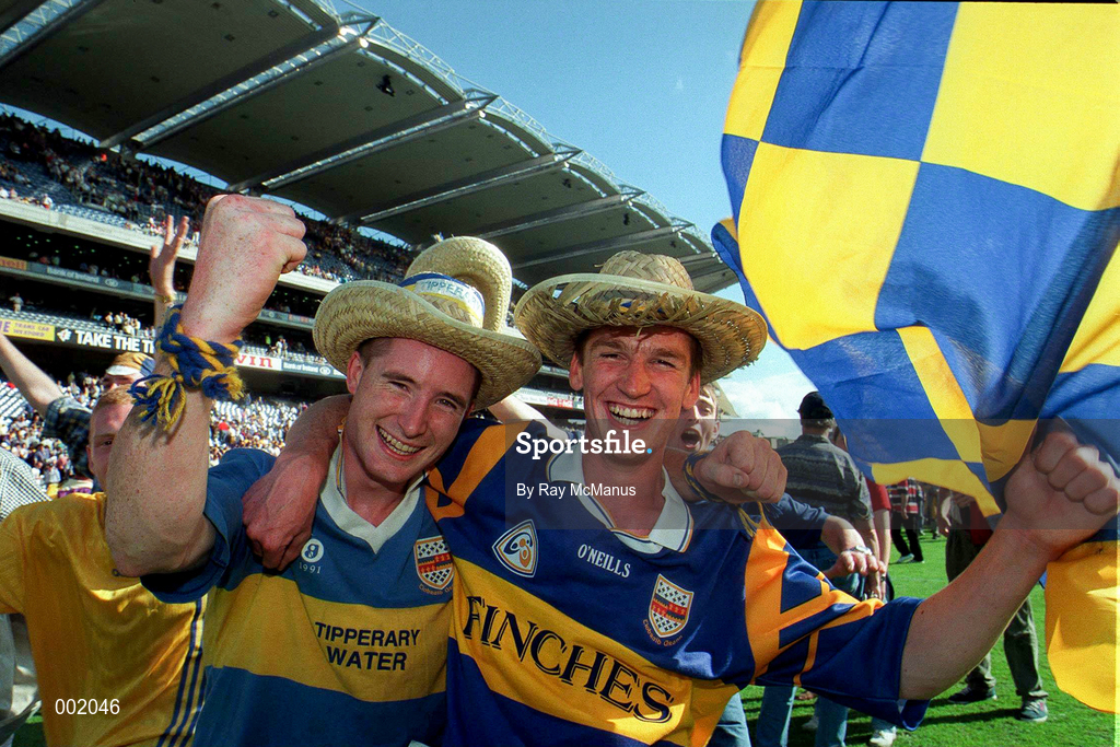 17 August 1997; Tipperary fans celebrate following the GAA All-Ireland Senior Hurling Championship Semi-Final match between Tipperary and Wexford at Croke Park in Dublin. Photo by Ray McManus/Sportsfile