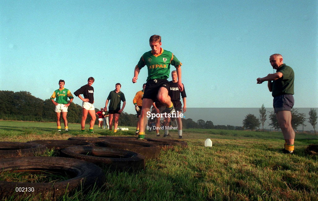 5 September 1996; Trevor Giles is put through his paces by manager Sean Boylan during a Meath training session prior to their clash between Mayo at the All-Ireland Senior Football Championship Final at Croke Park in Dublin. Photo by David Maher/Sportsfile