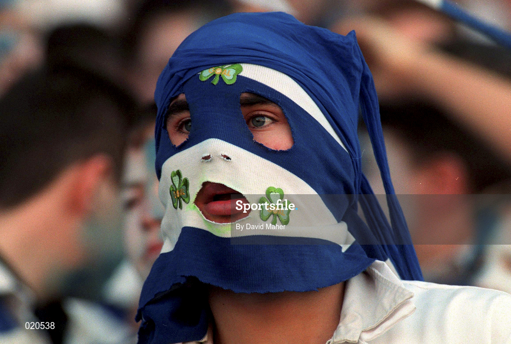 7 March 1999; A Blackrock College supporter during the Coca Cola Leinster Schools Senior Cup Final between Blackrock College and Cistercian College Roscrea at Lansdowne Road in Dublin. Photo by David Maher/Sportsfile