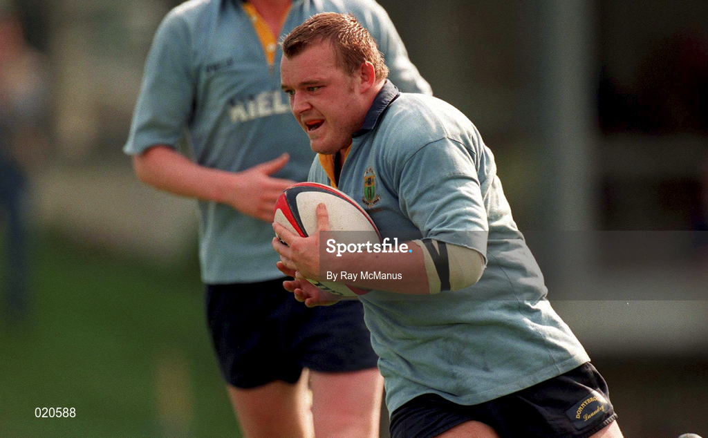 3 April 1999; Christy Neilan of UCD on his way to scoring a try during the AIB All-Ireland League Division 3 match between UCD RFC and Bohemians RFC at the Belfield Bowl in Dublin. Photo by Ray McManus/Sportsfile