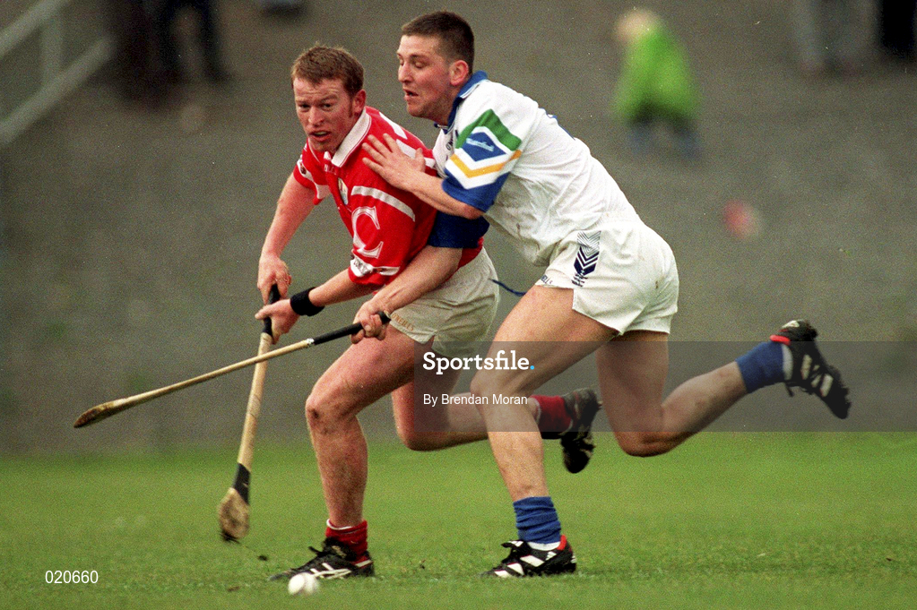 27 March 1999; Dan Murphy of Cork in action against Ken McGrath of Waterford during the Church and General National Hurling League Division 1B match between Cork and Waterford at Páirc Uí Rinn in Cork. Photo by Brendan Moran/Sportsfile