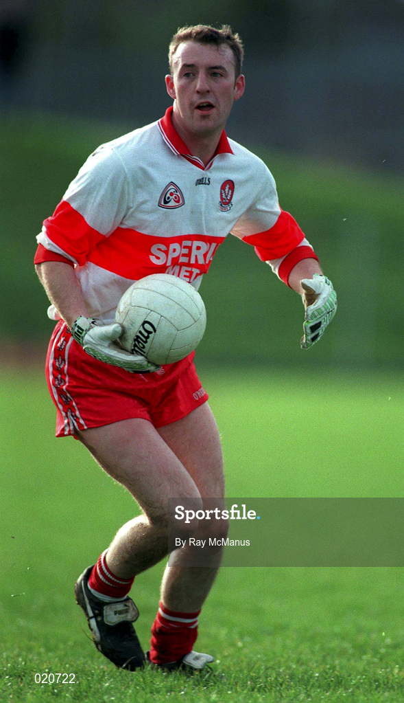 28 February 1999; Dermot Dougan of Derry during the Church and General National Football League Division 1 match between Meath and Derry at Páirc Tailteann in Navan, Meath. Photo by Ray McManus/Sportsfile