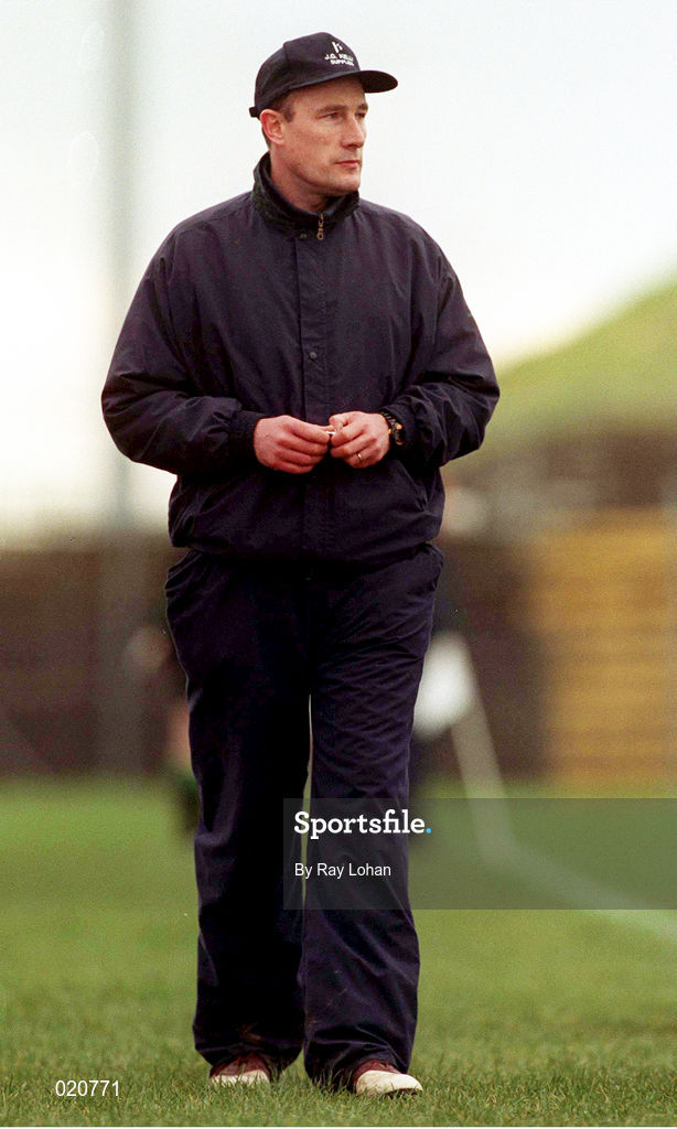 14 February 1999; Monaghan manager Eamonn McEneaney during the Church and General National Football League Division 1 match between Derry and Monaghan at Celtic Park in Derry. Photo by Ray Lohan/Sportsfile