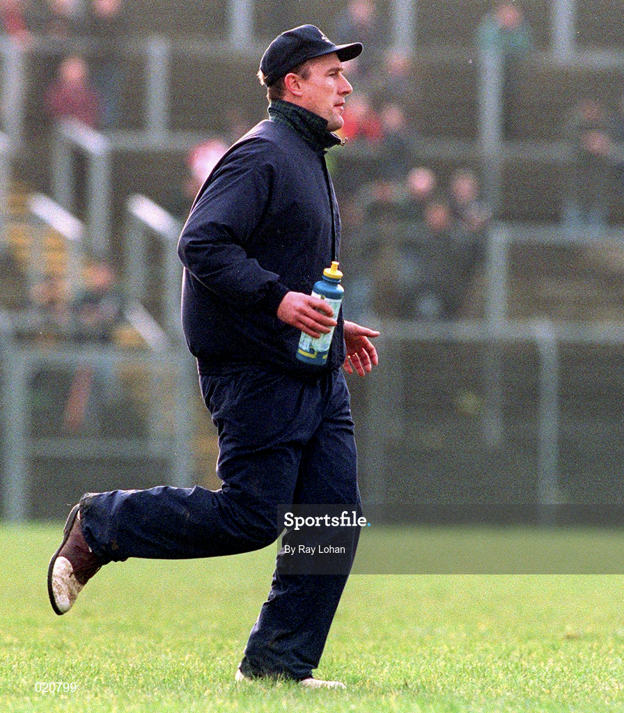 14 February 1999; Monaghan manager Eamonn McEneaney during the Church and General National Football League Division 1 match between Derry and Monaghan at Celtic Park in Derry. Photo by Ray Lohan/Sportsfile