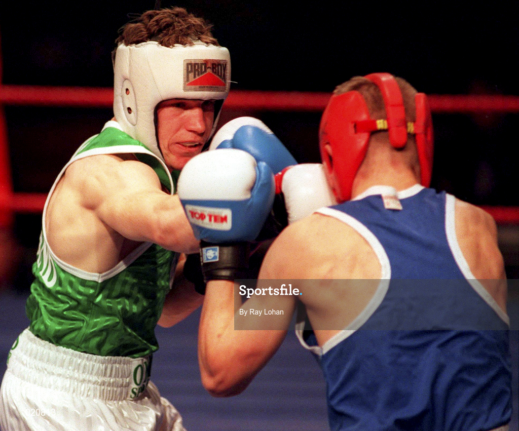 26 March 1999; Francis Barrett of Ireland during the International Boxing card between Ireland and USA at the National Stadium in Dublin. Photo by Ray Lohan/Sportsfile