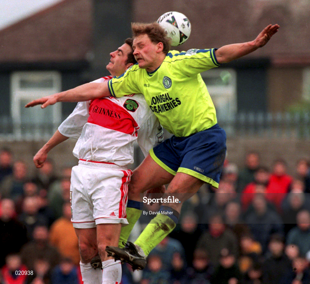 7 February 1999; Jonathan Speake of Finn Harps in action against Mark Herrick of Cork City during the FAI Cup match between Cork City and Finn Harps at Turners Cross in Cork. Photo by David Maher/Sportsfile