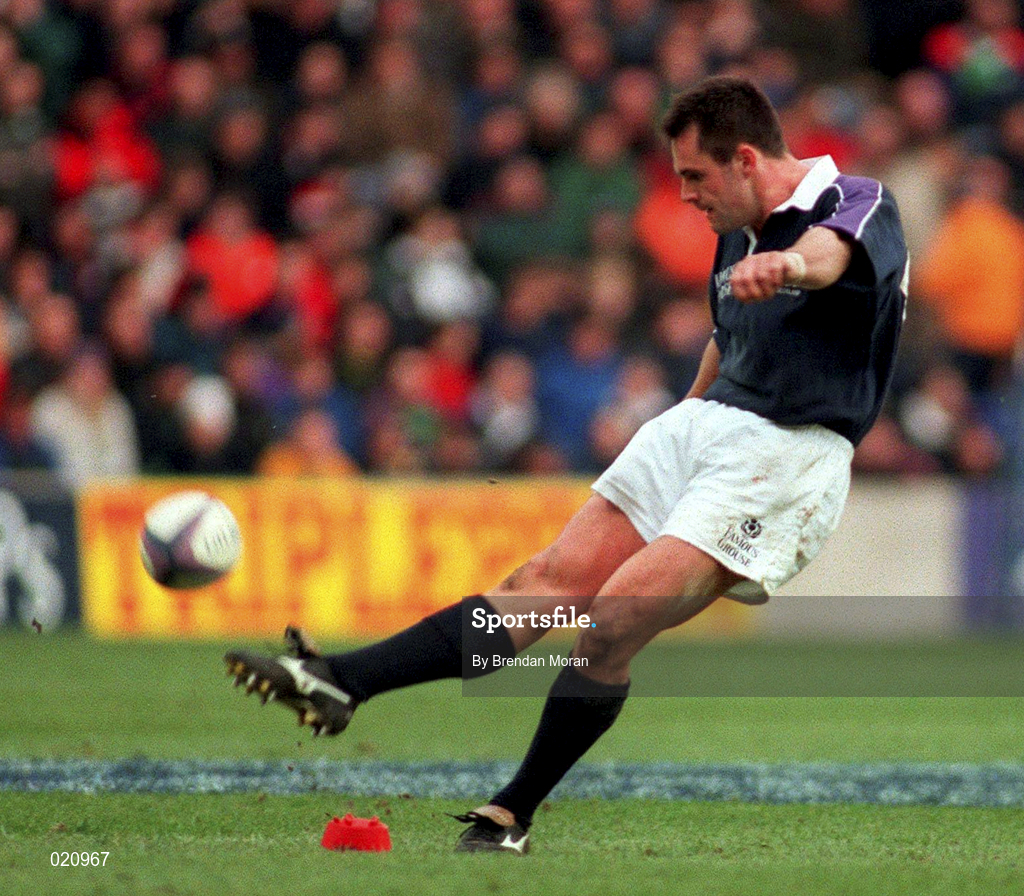 20 March 1999; Kenny Logan of Scotland during the Five Nations Rugby Championship match between Scotland and Ireland in Murrayfield Stadium in Edinburgh, Scotland. Photo by Brendan Moran/Sportsfile