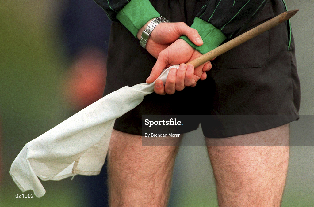14 February 1999; A general view of a sideline flag during the Allianz National Football League Division 1 match between Cork and Galway at Páirc Uí Rinn in Cork. Photo by Brendan Moran/Sportsfile