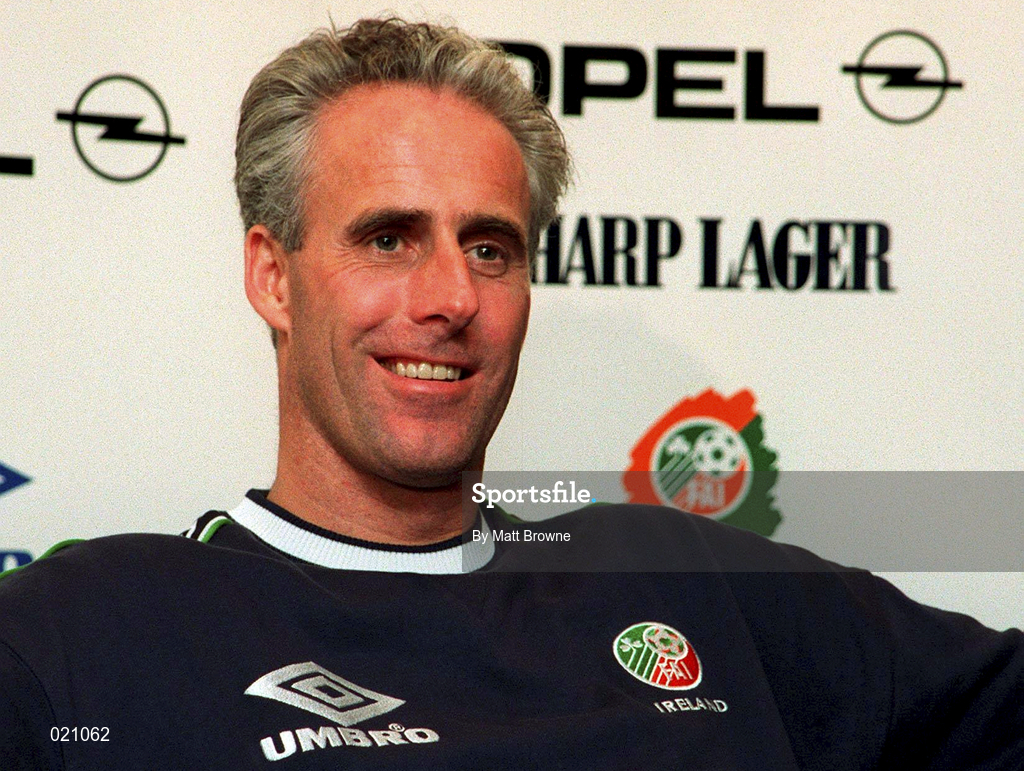 23 March 1999; Manager Mick McCarthy during a Republic of Ireland Press Conference at the AUL Grounds in Clonshaugh, Dublin. Photo by Matt Browne/Sportsfile