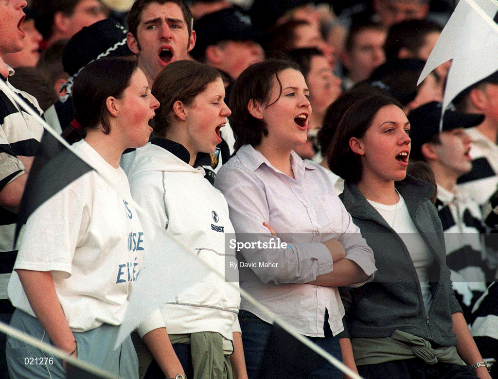 7 March 1999; Cistercian College Roscrea supporters cheer on their side during the Coca Cola Leinster Schools Senior Cup Final between Blackrock College and Cistercian College Roscrea at Lansdowne Road in Dublin. Photo by David Maher/Sportsfile