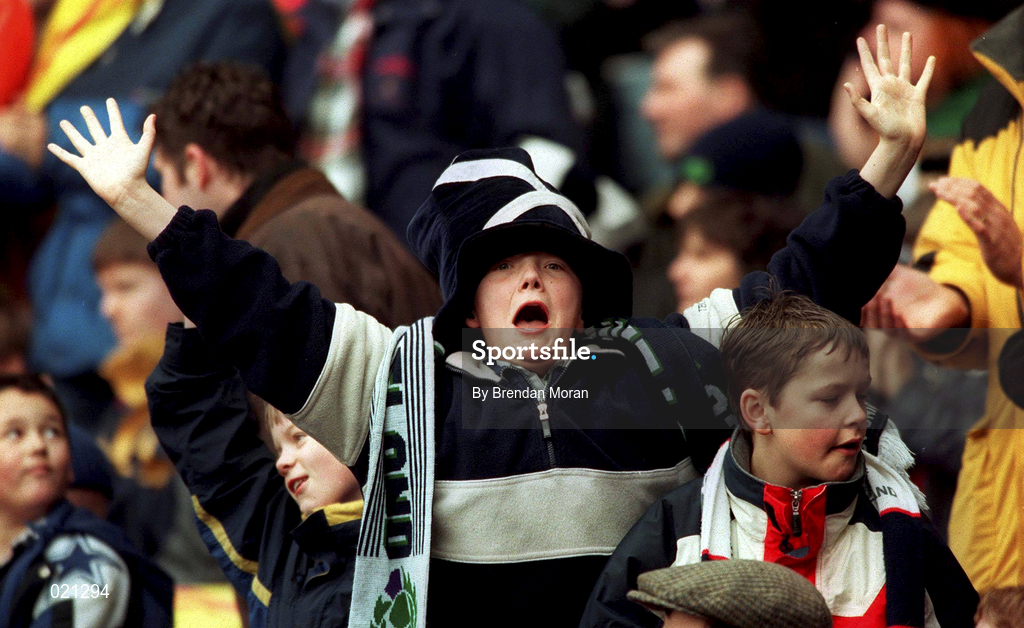 20 March 1999; A Scotland rugby fan during the Five Nations Rugby Championship match between Scotland and Ireland in Murrayfield Stadium in Edinburgh, Scotland. Photo by Brendan Moran/Sportsfile