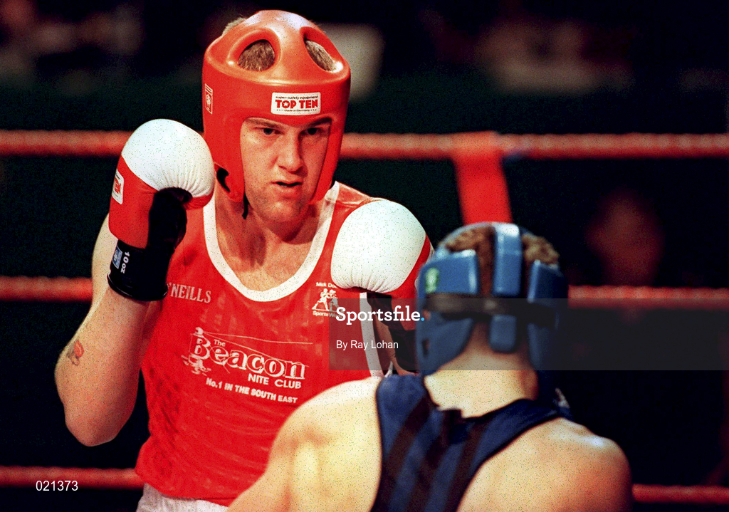 12 March 1999; Tommy Sheahan in action during the IABA National Boxing Championship Finals at the National Stadium in Dublin. Photo by Ray Lohan/Sportsfile