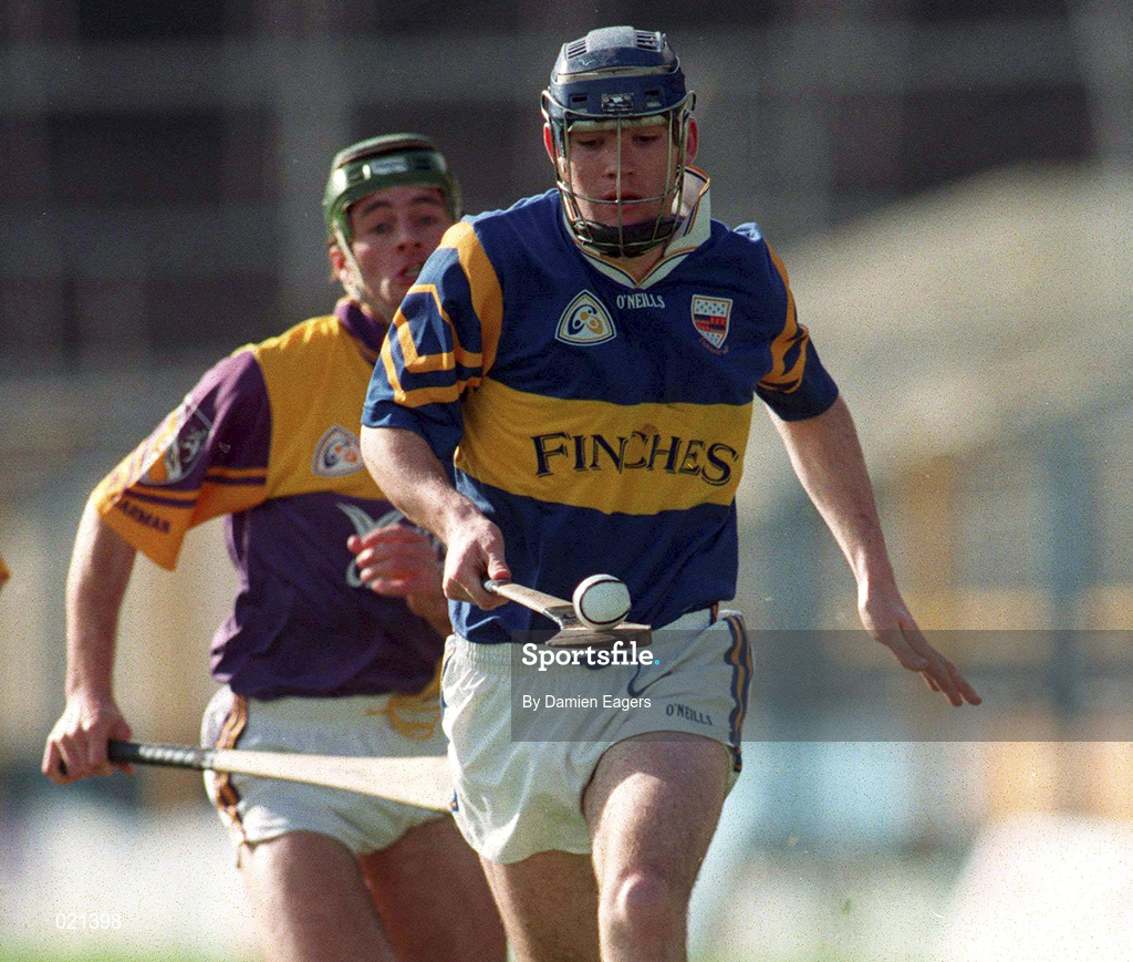 21 March 1999; William Maher of Tipperary in action against Rory McCarthy of Wexford during the Church and General National Hurling League Division 1B match between Tipperary and Wexford at Semple Stadium in Thurles, Tipperary. Photo by Damien Eagers/Sportsfile