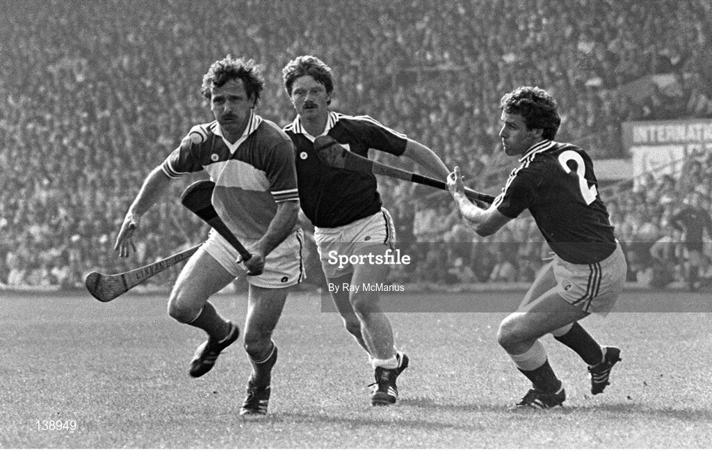 6 September 1981; Johnny Flaherty of Offaly in action against Sylvie Linnane, left, and Seamus Coen of Galway during the All-Ireland Senior Hurling Championship Final match between Offaly and Galway at Croke Park in Dublin. Photo by Ray McManus/Sportsfile