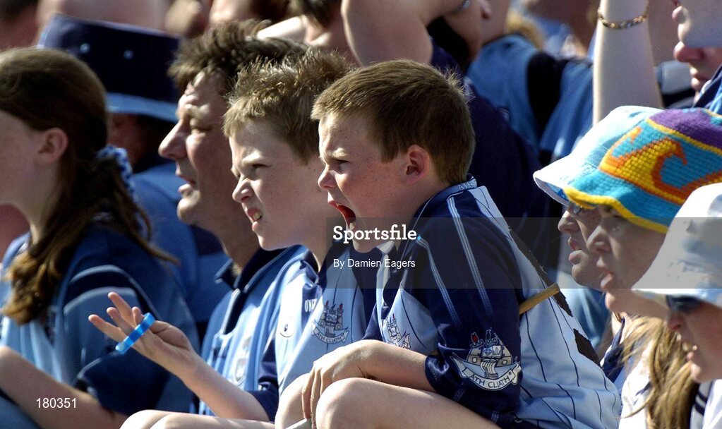19 June 2005; Dublin supporters cheer on their team. Bank of Ireland Leinster Senior Football Championship Semi-Final, Dublin v Wexford, Croke Park, Dublin. Picture credit; Damien Eagers / SPORTSFILE